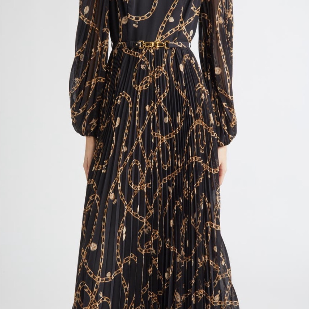 Zimmermann Black and Gold Chain Print Dress